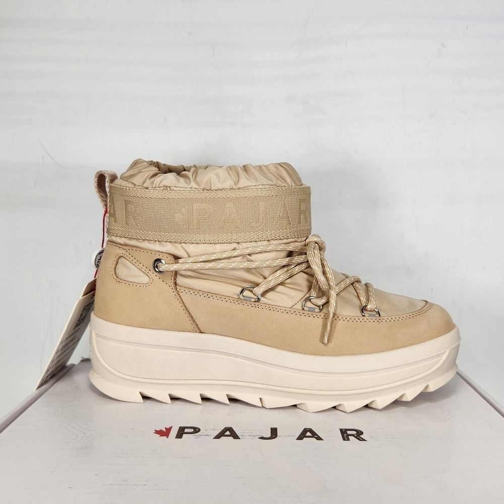 Pajar Galaxy Mini Snow Boots Women Size 8 Sand Waterproof Faux Fur Platform
